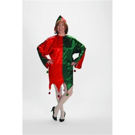 HALCO Halco 1102 Green and Red Satin Jingle Christmas Elf Adult Costume 1102
